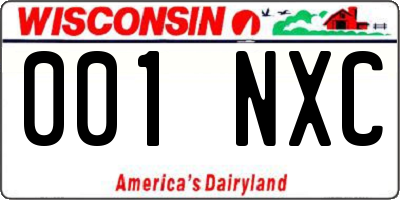 WI license plate 001NXC