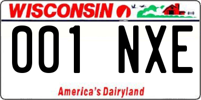 WI license plate 001NXE