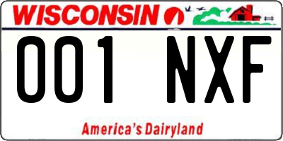 WI license plate 001NXF