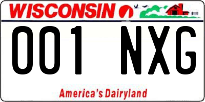 WI license plate 001NXG