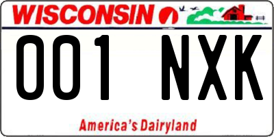 WI license plate 001NXK