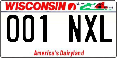 WI license plate 001NXL
