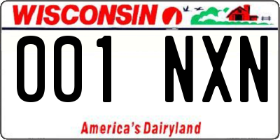 WI license plate 001NXN