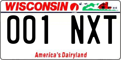 WI license plate 001NXT