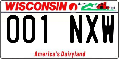 WI license plate 001NXW