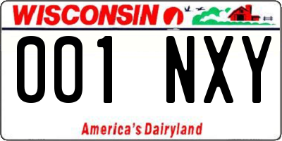WI license plate 001NXY
