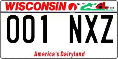 WI license plate 001NXZ