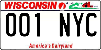 WI license plate 001NYC