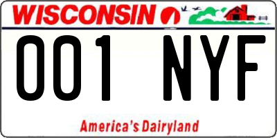 WI license plate 001NYF