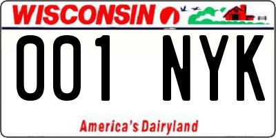 WI license plate 001NYK
