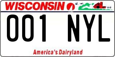 WI license plate 001NYL