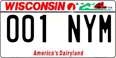 WI license plate 001NYM