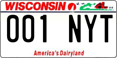 WI license plate 001NYT