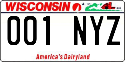 WI license plate 001NYZ