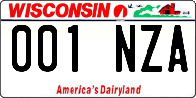 WI license plate 001NZA