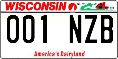 WI license plate 001NZB