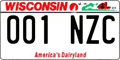 WI license plate 001NZC