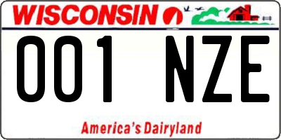 WI license plate 001NZE