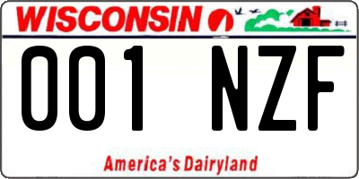 WI license plate 001NZF
