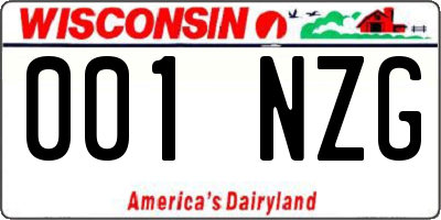 WI license plate 001NZG