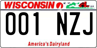 WI license plate 001NZJ