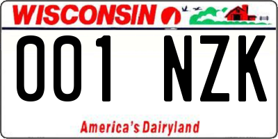 WI license plate 001NZK