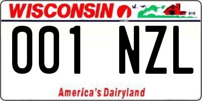 WI license plate 001NZL