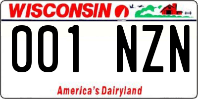 WI license plate 001NZN