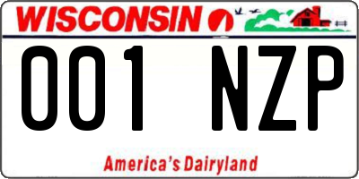 WI license plate 001NZP