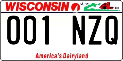 WI license plate 001NZQ