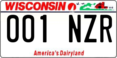 WI license plate 001NZR