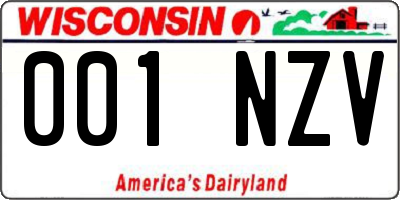 WI license plate 001NZV