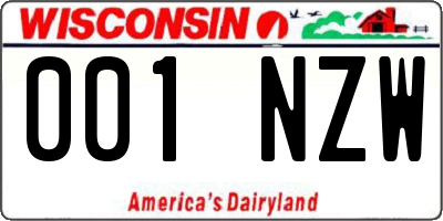WI license plate 001NZW