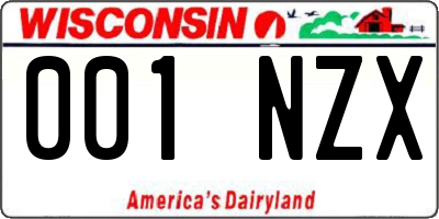 WI license plate 001NZX