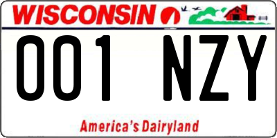 WI license plate 001NZY