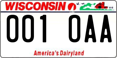 WI license plate 001OAA