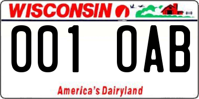 WI license plate 001OAB