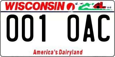 WI license plate 001OAC