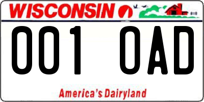 WI license plate 001OAD