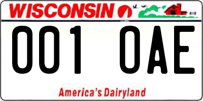 WI license plate 001OAE