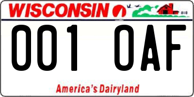 WI license plate 001OAF