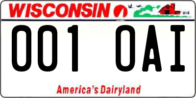 WI license plate 001OAI