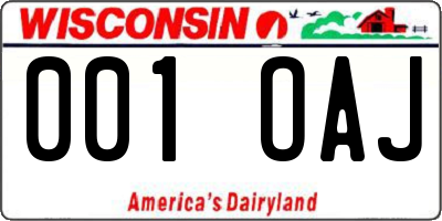 WI license plate 001OAJ