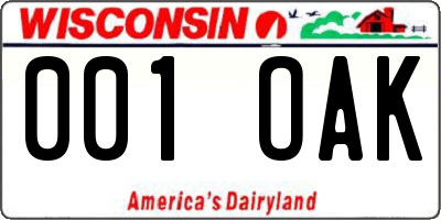 WI license plate 001OAK