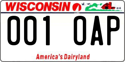 WI license plate 001OAP