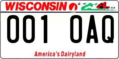 WI license plate 001OAQ