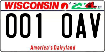 WI license plate 001OAV