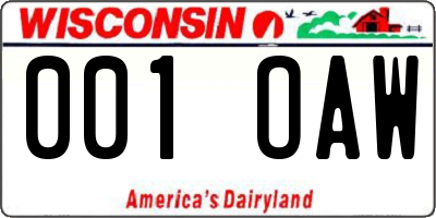 WI license plate 001OAW