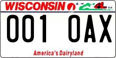 WI license plate 001OAX
