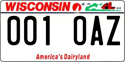 WI license plate 001OAZ